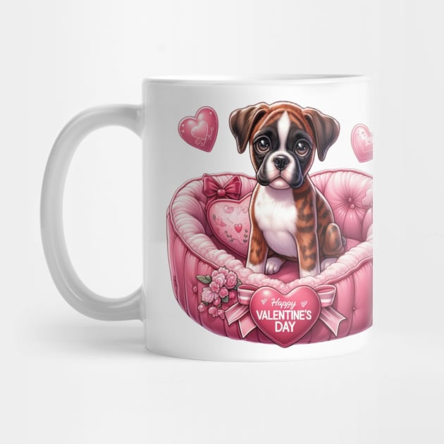 Valentine Boxer Dog in Bed by Chromatic Fusion Studio